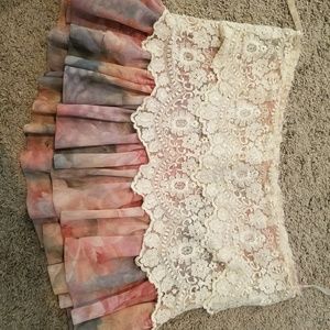 Mini blush lace skirt